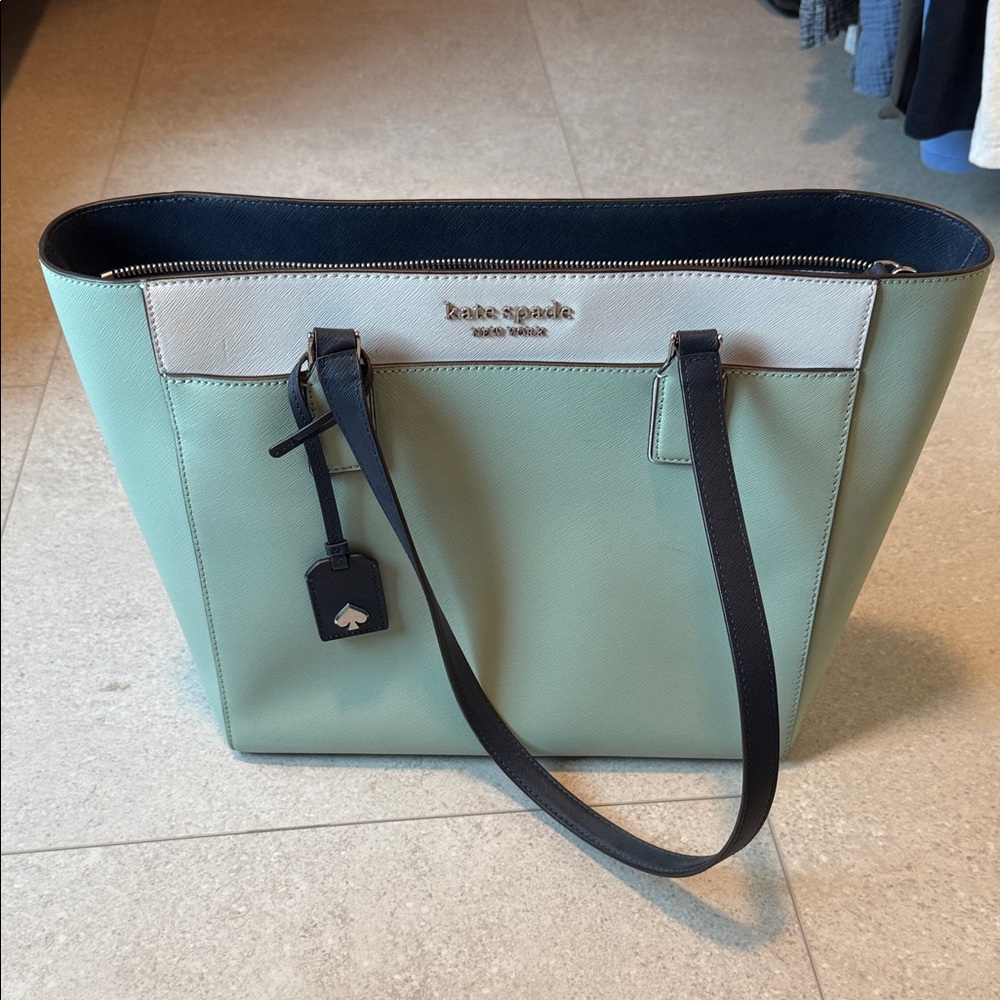 Kate Spade Mint, White and Navy Tote